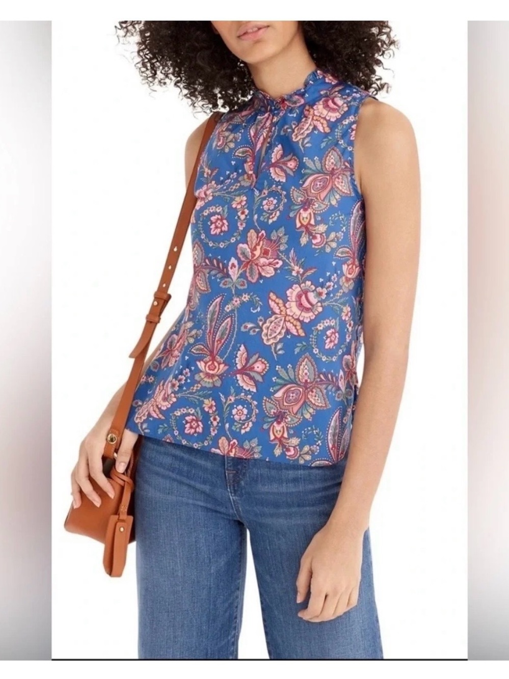 J. Crew Sleeveless Blue Paisley Floral Top